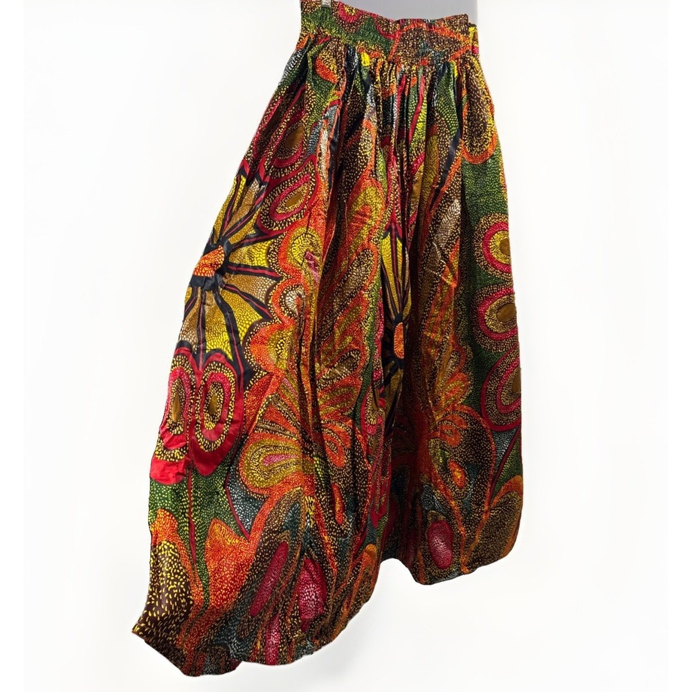 Sakkas NWOT African Ankara Dutch Wax Print Full Circle Maxi Skirt Head Scarf Set